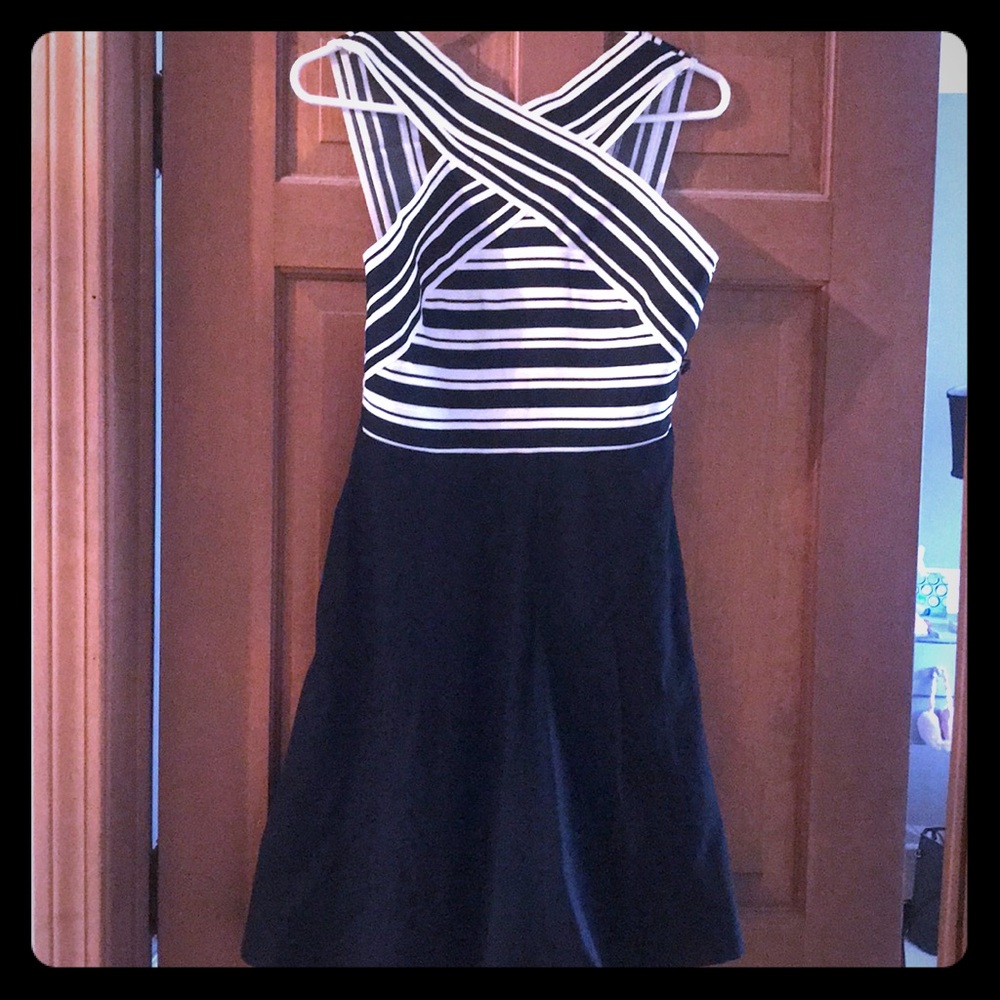 Mid length black and white Anthropologie dress